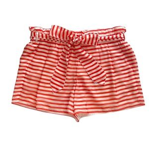 Armani Collezioni Red and White Striped Paperbag Waist Shorts